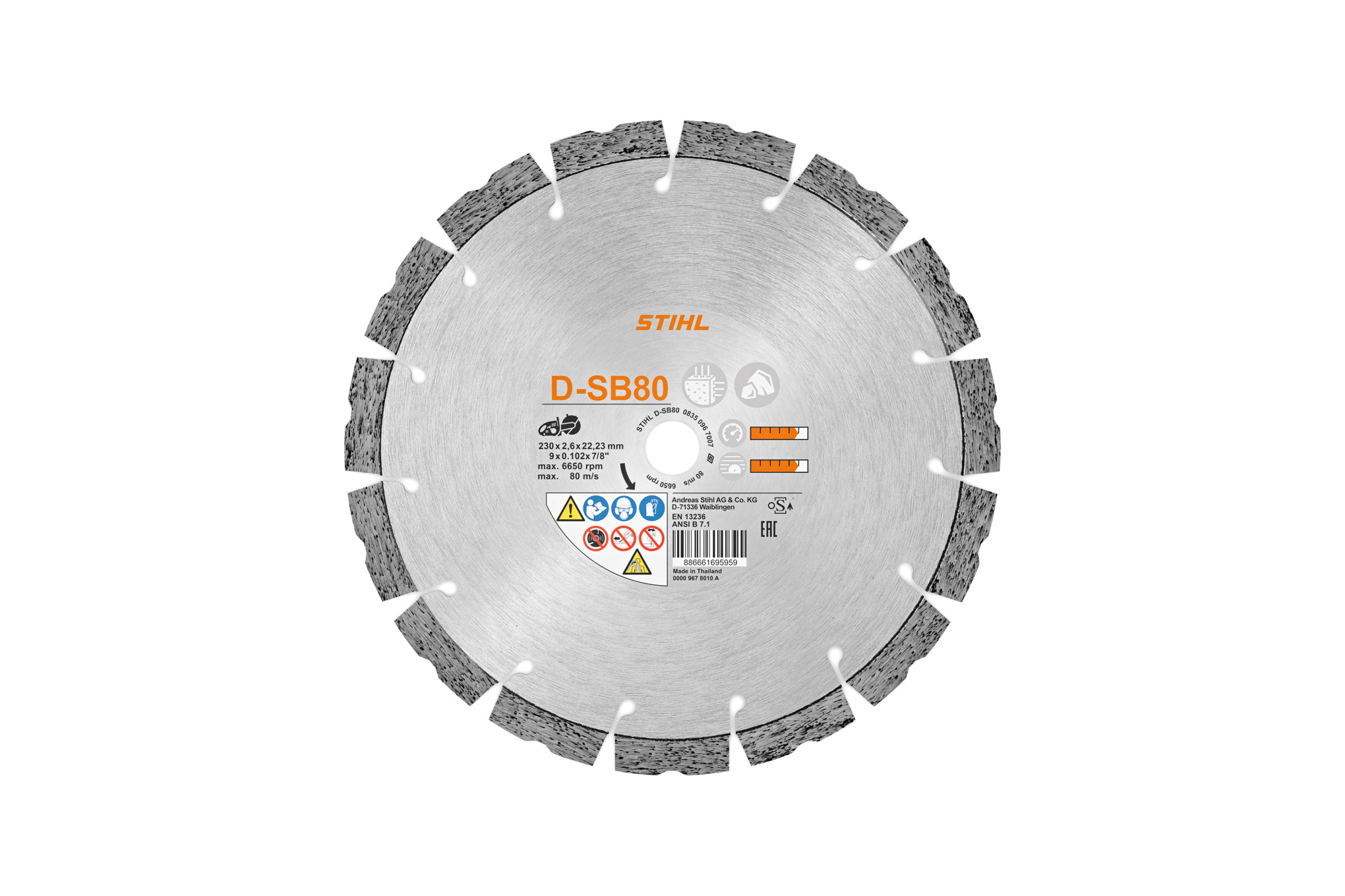 9" Diamond Cutting Wheel - Concrete/Hard Rock SB80