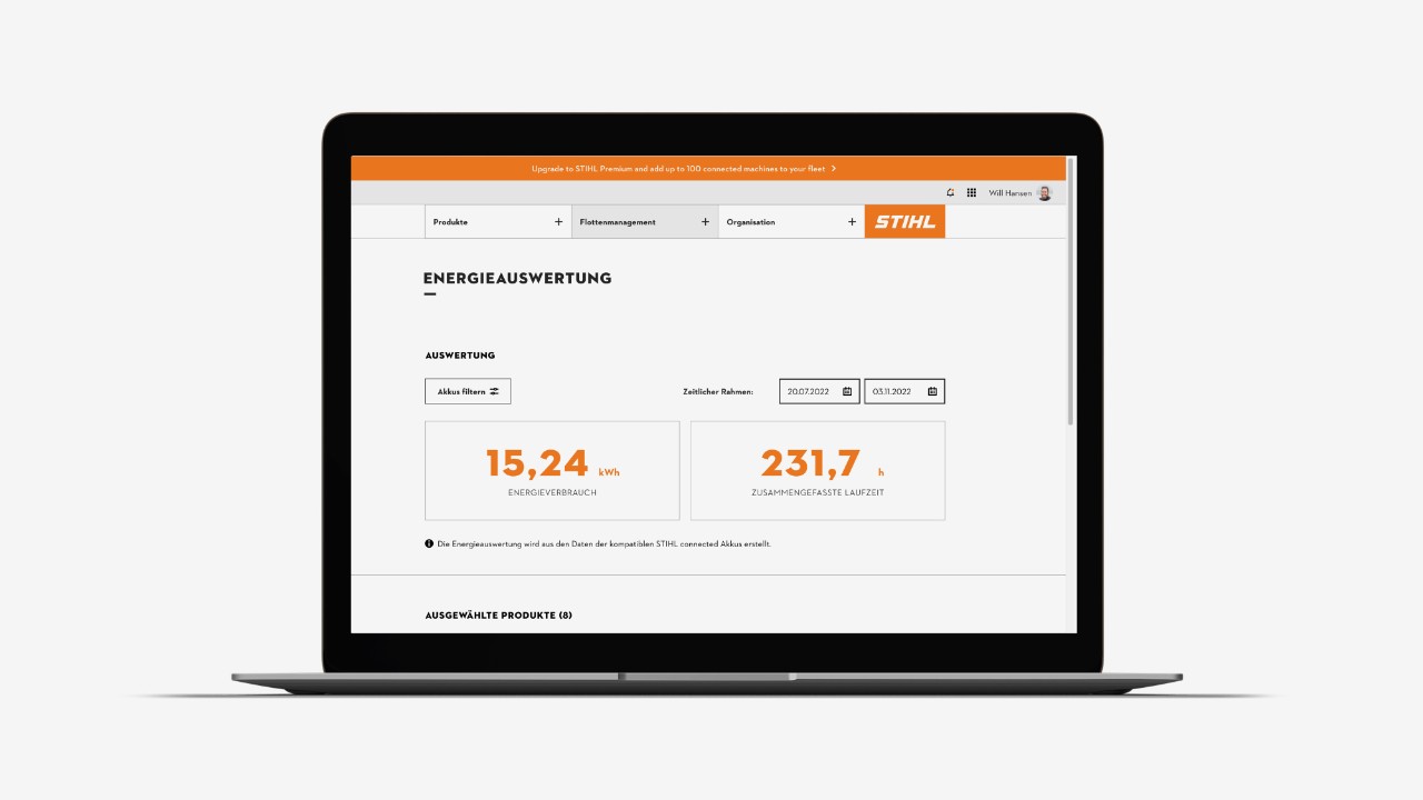 STIHL connected Portal energy evaluation